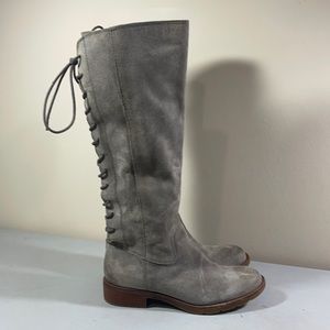 Sofft Gray Suede Sharnell II Zip and Lace Up Knee High Boots Size 7.5M